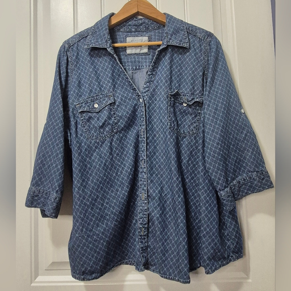 🏷Womens Sonoma Plus Vintage Denim Shirt Size 2X